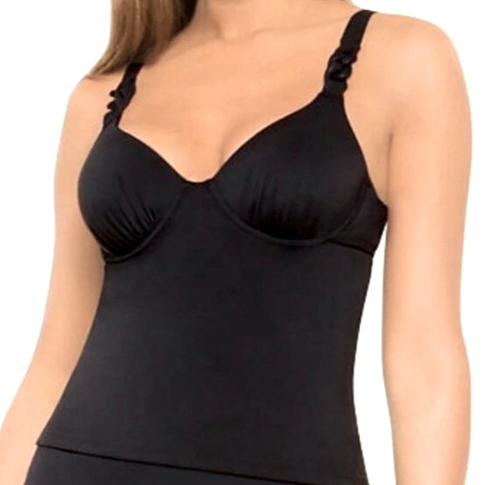 Spanx Brallelujah Soft Chain Black Tankini Swim Top Size 8 B/C